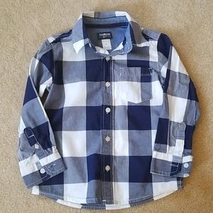 Boy's OshKosh Blue & White Plaid Shirt - Size 5